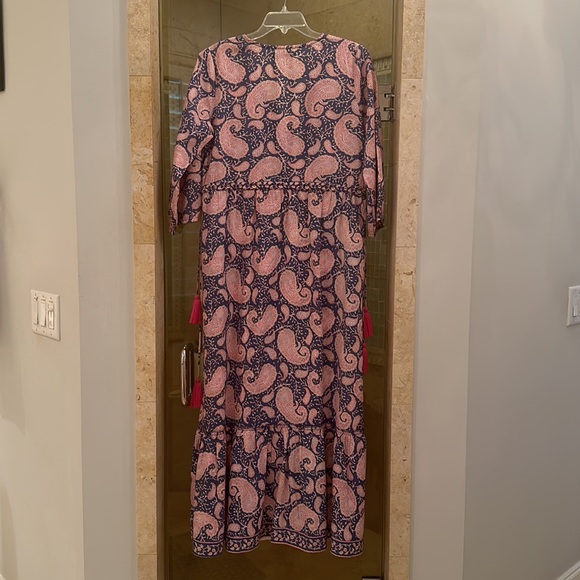 La Plage Pink and Blue Paisley Maxi with pink tassels; XS - Picture 3 of 6